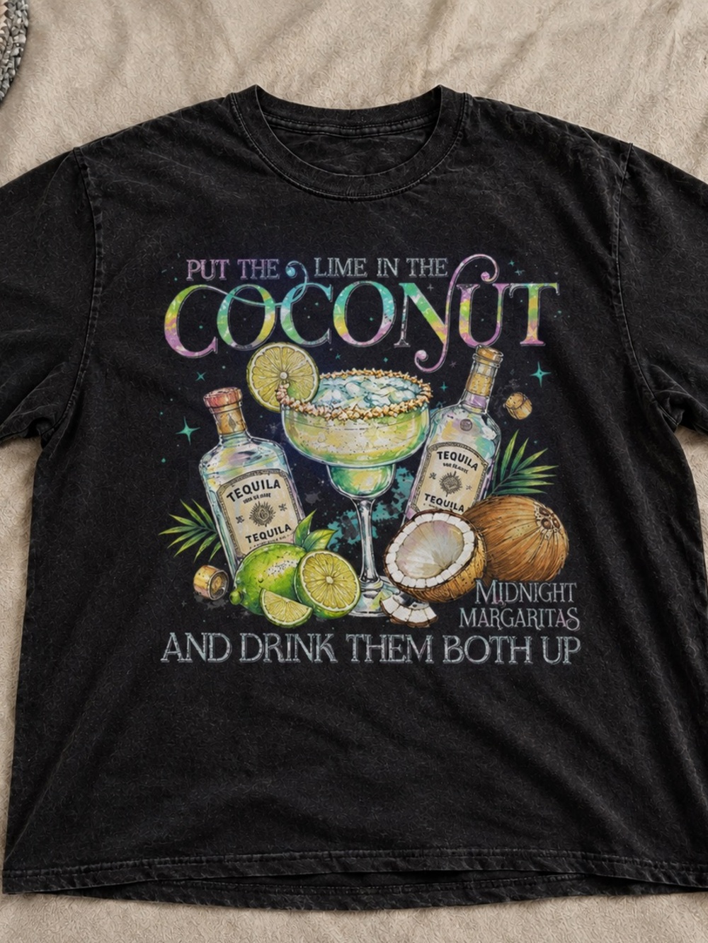 Put the Lime in the Coconut Midnight  Margaritas Graphic Tee - Unisex Black